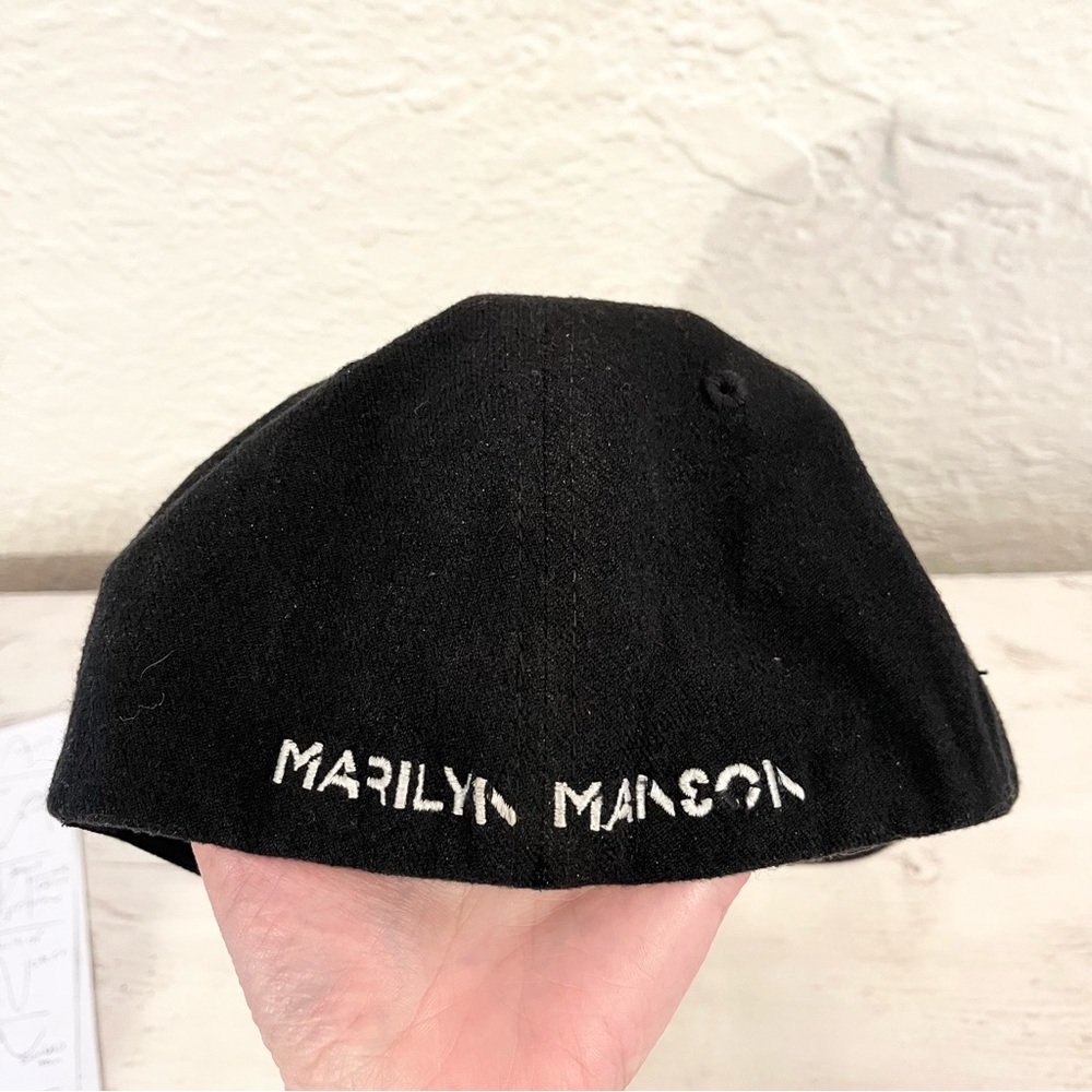 Vintage Marilyn Manson Hat Y2K 2000s Black Double Cross Medium Large - Picture 3 of 12